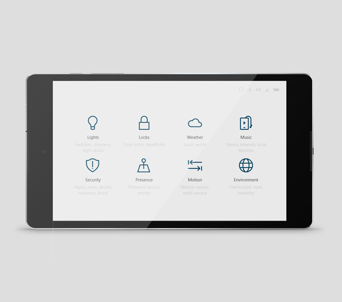 SmartThings Home Hub - Main menu view.